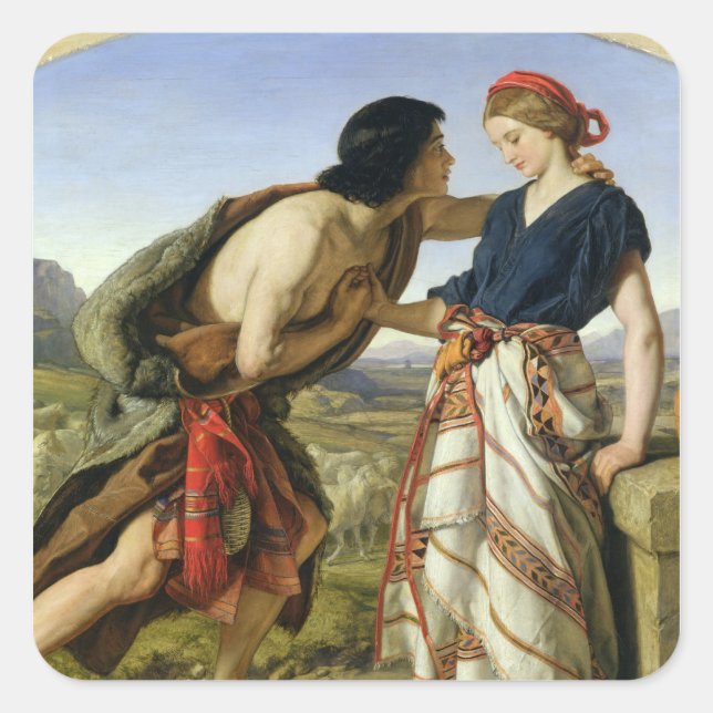 Sticker Carré La Rencontre de Jacob et Rachel, 1853 (Devant)