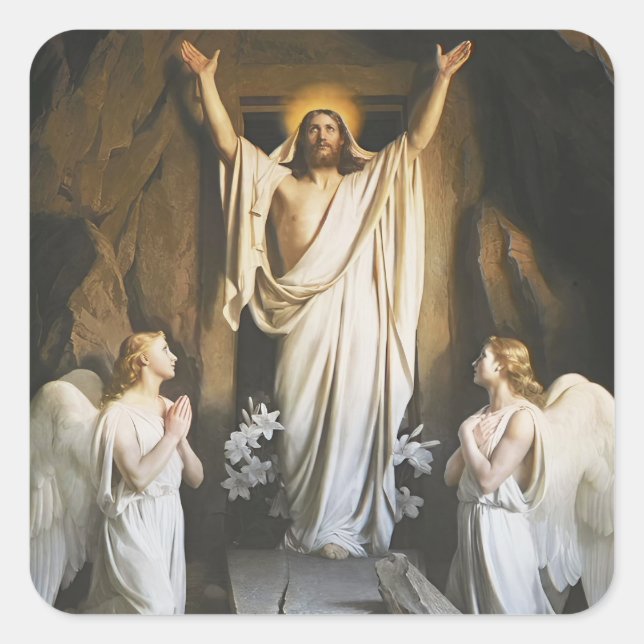 Sticker Carré La résurrection de Carl Bloch, Art Religieux (Devant)
