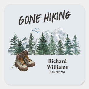 Sticker Carré La retraite est partie à la Randonnée des montagne