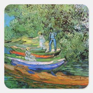 Sticker Carré La rive de l'Oise à Auvers par Vincent van Gogh