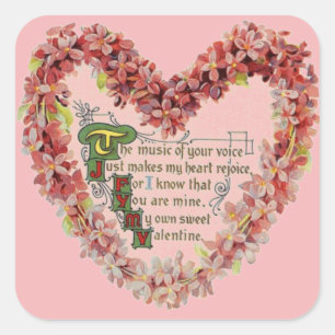 Sticker Carré La Saint-Valentin victorienne avec le sentiment ir