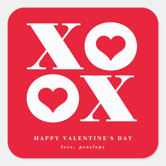 Sticker Carré la Saint-Valentin xoxo cœur (Devant)