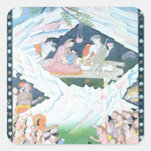 Sticker Carré La Sainte Famille de Shiva et Parvati