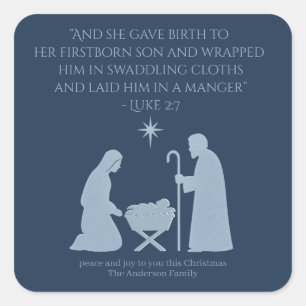 Sticker Carré La scène de la Nativité – Naissance de Jésus dans 