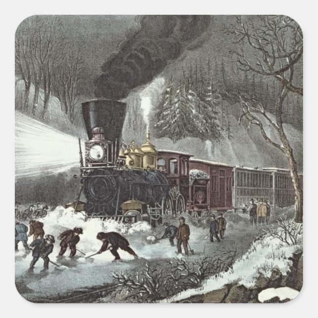 Sticker Carré La scène ferroviaire américaine, 1871 (Devant)