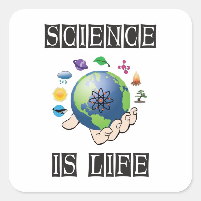 Sticker Carré La science est la vie (Devant)