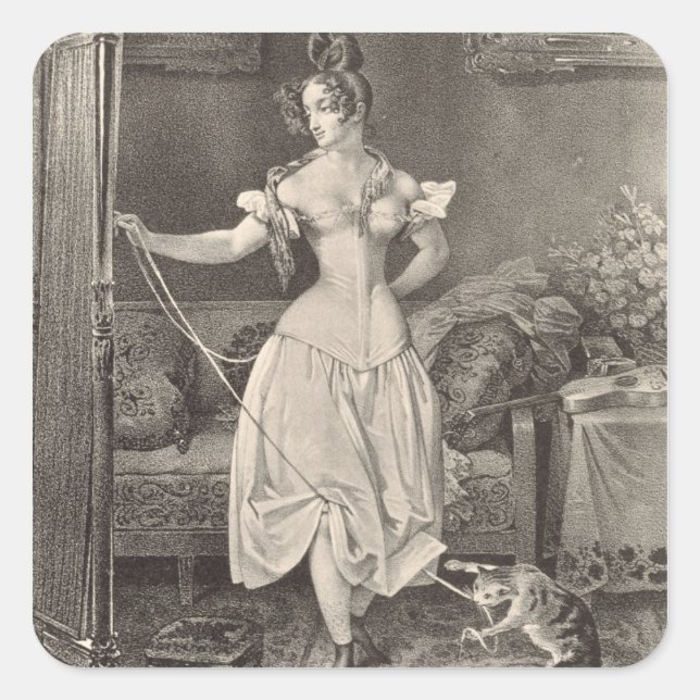 Sticker Carré La Séjour-dentelle, gravée par Alfred Léon (Devant)