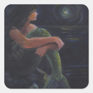 Sticker Carré La sirène et la lune