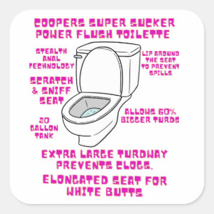 Sticker Carré La super suceuse toilette Cooper