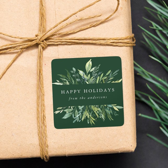 Sticker Carré La verdure d'hiver Joyeuses vacances (Créateur téléchargé)