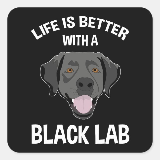 Sticker Carré La Vie Est Meilleure Avec Un Laboratoire Noir (Devant)