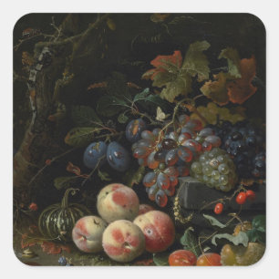Sticker Carré La vie toujours avec le fruit, le feuillage et les