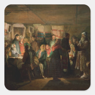 Sticker Carré La visite d'un sorcier à un Mariage paysan