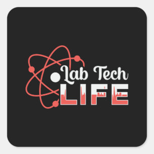 Sticker Carré Lab Tech Vie Laboratoire Science Technicien Cadeau