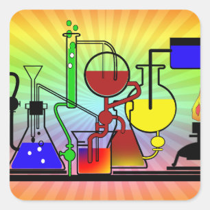 STICKER CARRÉ LAB WARE - LABORATOIRE GLASSWARE MAD SCIENTIFIQUE