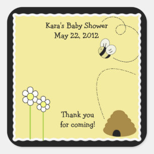 Sticker Carré L'abeille heureuse gaffent l'autocollant CARRÉ de