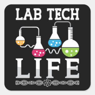 Sticker Carré Laboratoire Tech Vie Chimiste Docteur Technicien d