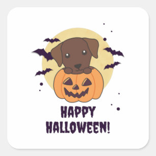 Sticker Carré Labrador En Chiens Citrouilles Cutes Happy Hallowe