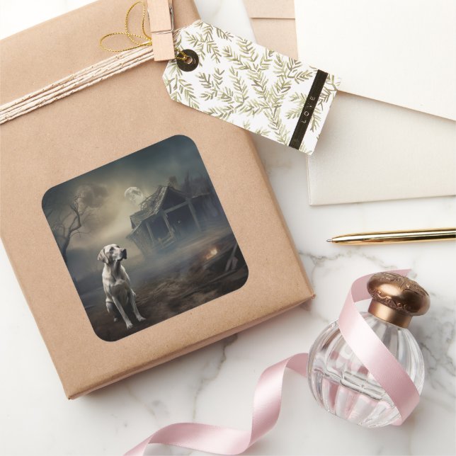 Sticker Carré Labrador Halloween (Cadeaux)