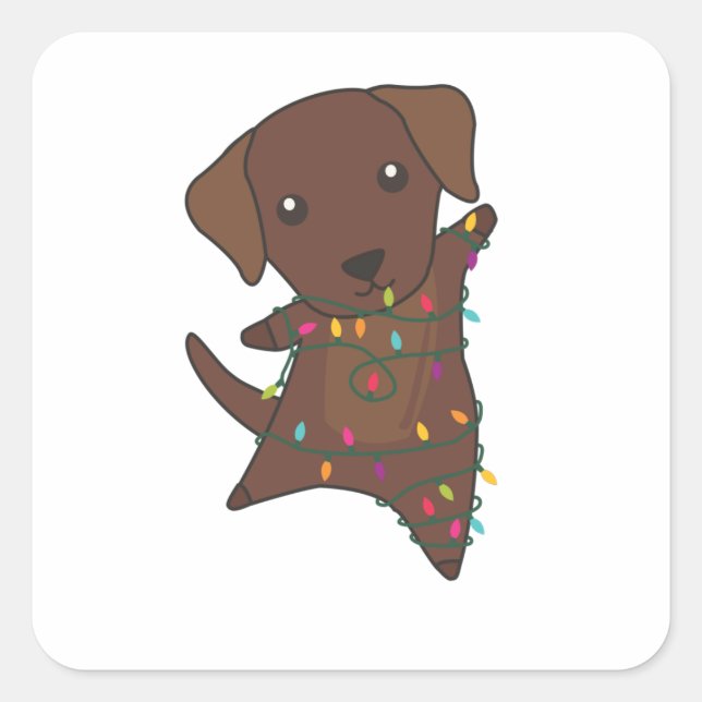 Sticker Carré Labrador Noël Neige Animaux d'hiver Chiens (Devant)