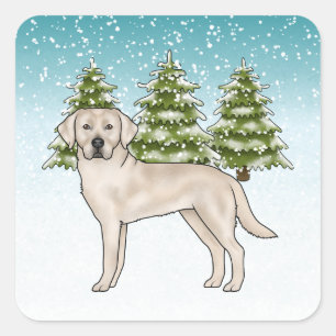 Sticker Carré Labrador Retriever Labrador crème Chien Lab Noël B