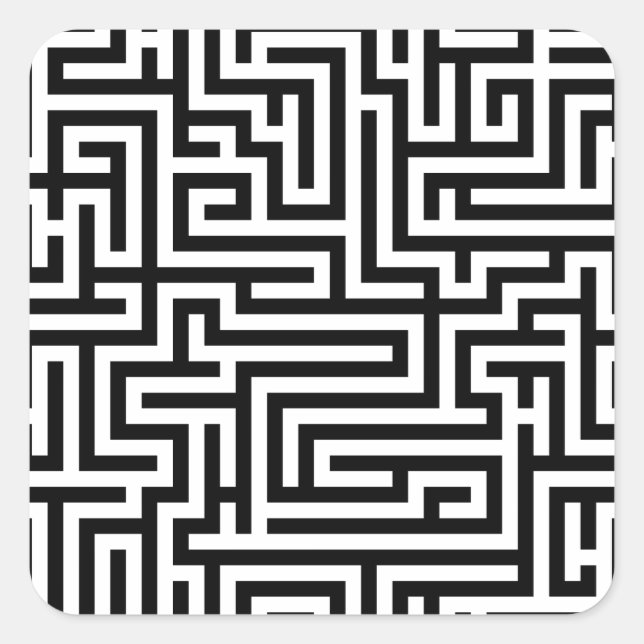 Sticker Carré labyrinthe noir et blanc (Devant)
