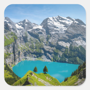 Sticker Carré Lac alpin Oeschinensee en Suisse