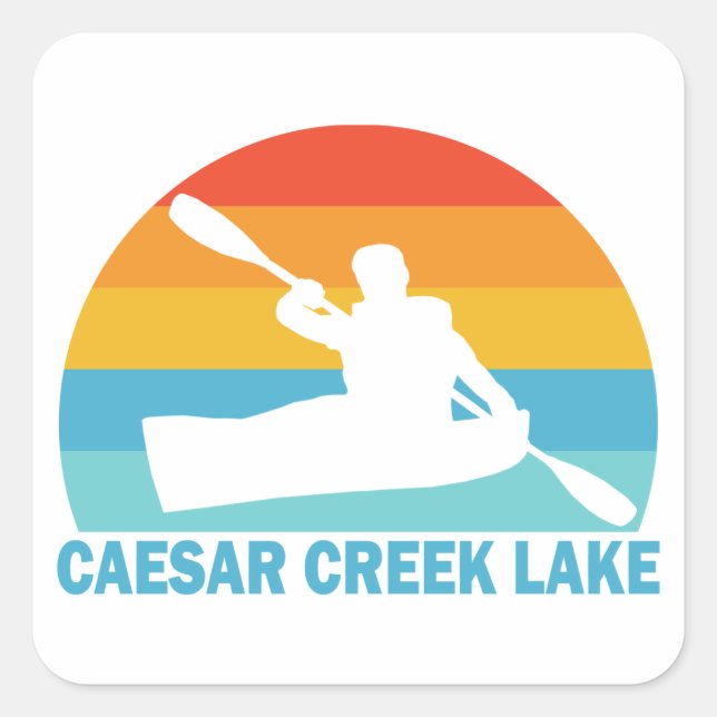 Sticker Carré Lac Caesar Creek Ohio Kayak (Devant)