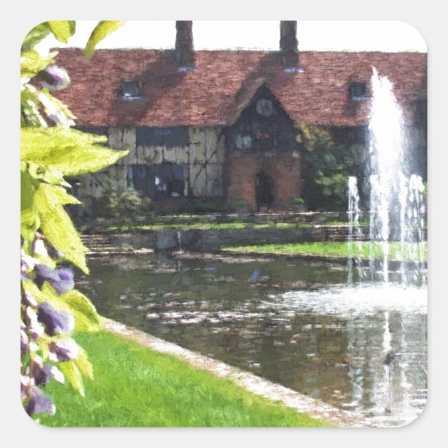 Sticker Carré Lac et Fontaine au RHS Wisley (Devant)
