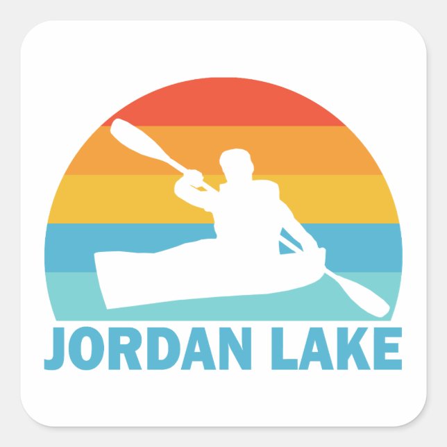 Sticker Carré Lac Jordan Caroline du Nord Kayak (Devant)