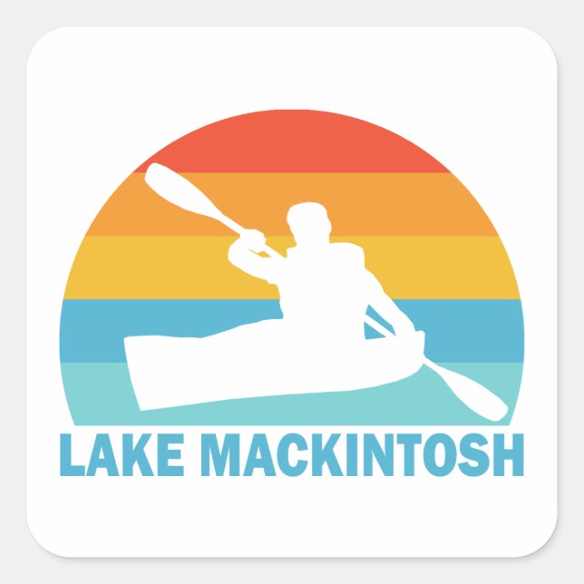 Sticker Carré Lac Mackintosh Caroline du Nord Kayak (Devant)