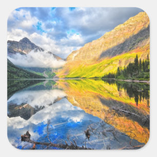 Sticker Carré Lac medicine du stimulant deux au lever de soleil