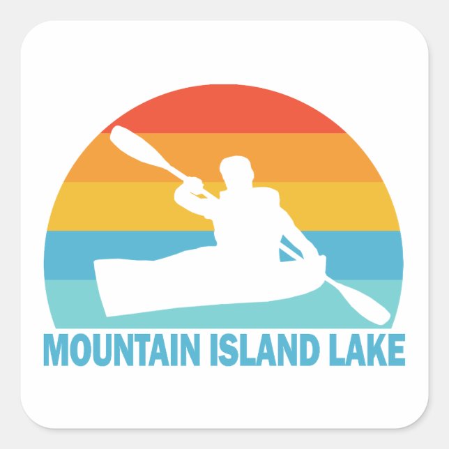 Sticker Carré Lac Mountain Island Caroline du Nord Kayak (Devant)