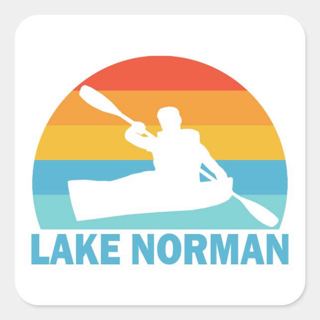 Sticker Carré Lac Norman Caroline du Nord Kayak (Devant)