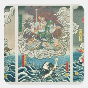Sticker Carré L'acteur Ichikawa Ebizo V comme la divinité Fudo M