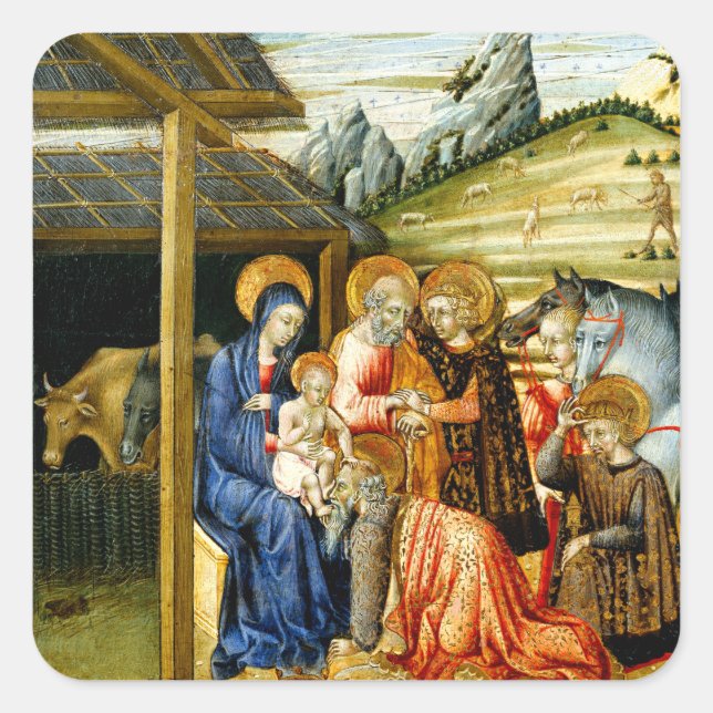 Sticker Carré L'Adoration des Mages par Giovanni di Paolo (Devant)