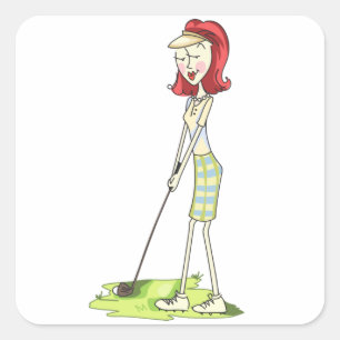 Sticker Carré Lady Golfer