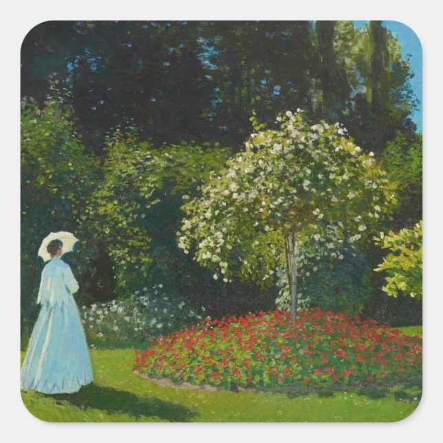 Sticker Carré Lady in the garden (1867) Claude Monet fine art (Devant)