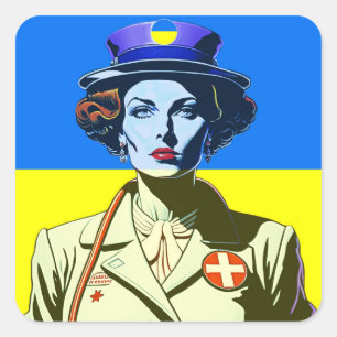 Sticker Carré Lady Ukraine