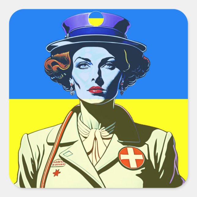 Sticker Carré Lady Ukraine (Devant)