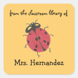 Sticker Carré Ladybug personalized teacher gift bookplate