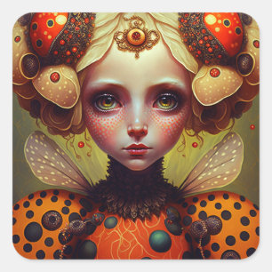 Sticker Carré Ladybug Queen 2 mignonne Imaginaire Art