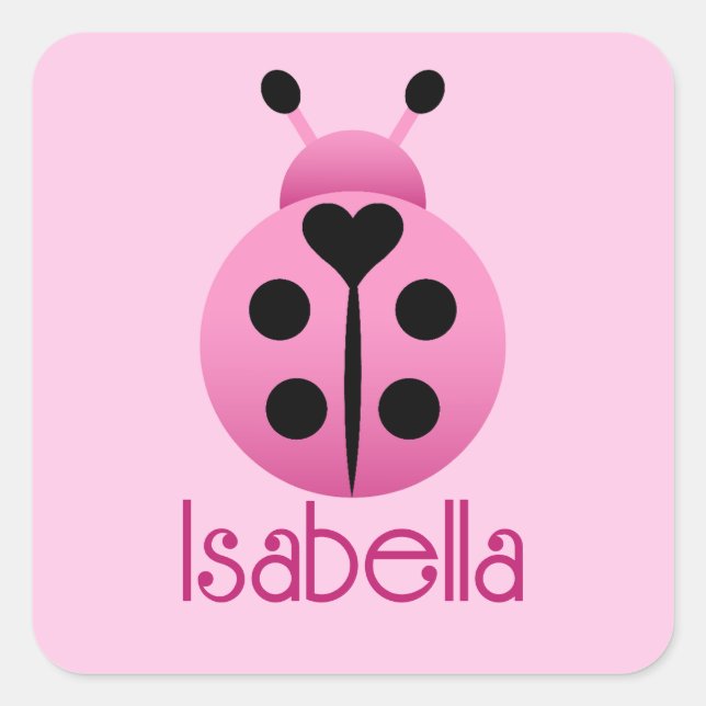 Sticker Carré Ladybugs rose (Devant)