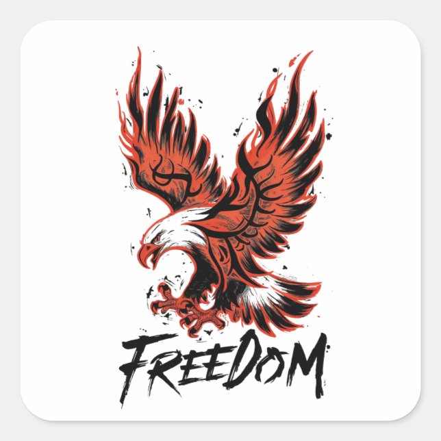 Sticker Carré L'aigle étend ses ailes à la liberté d'express (Devant)
