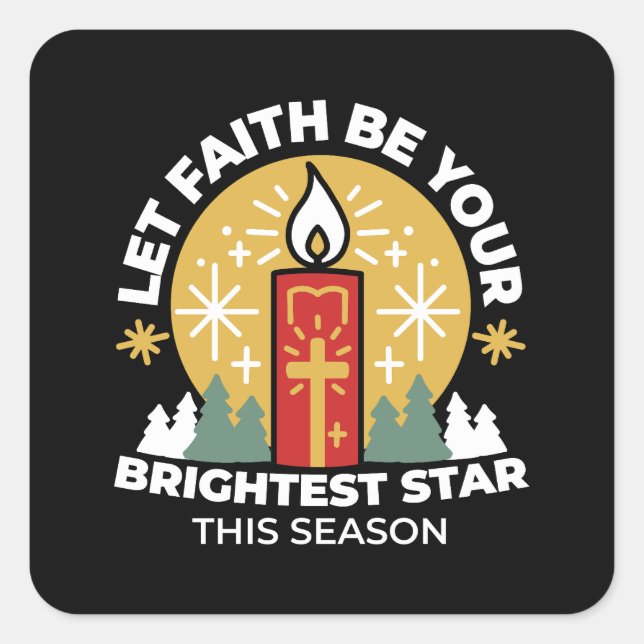 Sticker Carré Laissez Faith être votre plus brillant Star Candle (Devant)