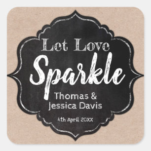 Sticker Carré Laissez Love Sparkle Rustic Chalkboard Kraft Maria
