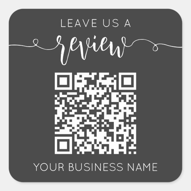 Sticker Carré Laissez-Nous Un Avis Qr Code Gris Chic Moderne Min (Devant)