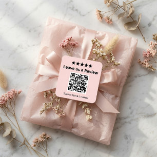 Sticker Carré Laissez-nous un avis QR Code Rose Avis personnalis