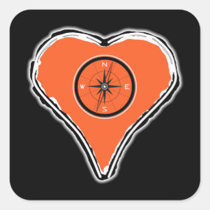 Sticker Carré Laissez votre coeur être votre boussole carré auto