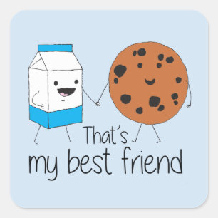 Sticker Carré Lait et biscuits Meilleurs amis BFF Friendship Art
